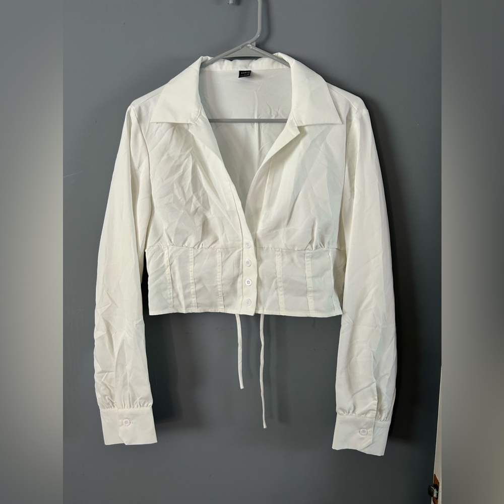 White cropped button up